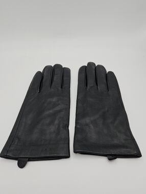black leather touchscreen-compatible gloves women's M/L